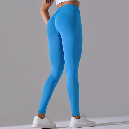 Seamless Yoga Pant Cross Over Waistband Sports Fitness Legging Women High Waist Gym Scrunch Butt Running Workout Leggings