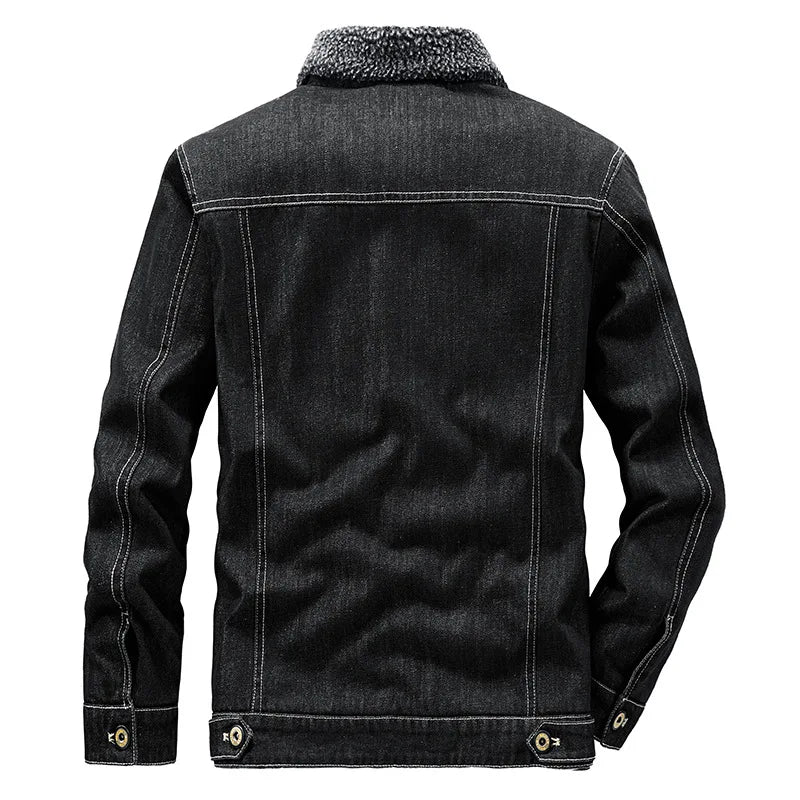 New Fashion Men Winter Fleece Warm Denim Jackets Tooling Coats Quality Cotton Male Multi-pocket Casual Cargo Jackets Size M-5XL