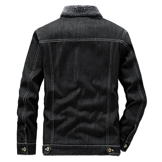 New Fashion Men Winter Fleece Warm Denim Jackets Tooling Coats Quality Cotton Male Multi-pocket Casual Cargo Jackets Size M-5XL