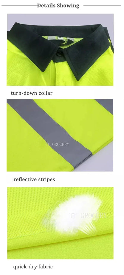 Quick-Dry Polo Shirt Work Reflective Labor Protection Safety Clothing Breathable Workwear Resistant Industrial Safety Shirt