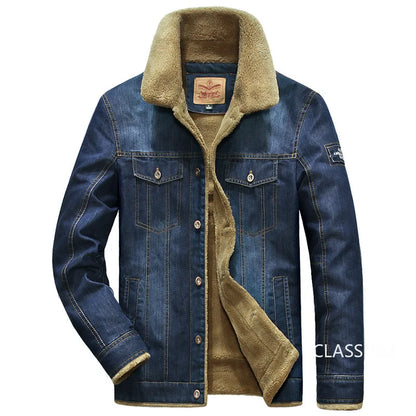 Men Denim Jackets Winter Coats Fleece Warm Jeans Jackets High Quality Male Casual Blue Denim Jackets New Fashion Jeans Coats M-5XL
