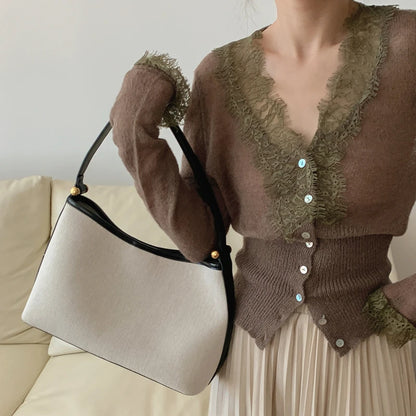 Seoulish Vintage Lace Knitted Cardigans for Women 2026 New Autumn Winter Solid Casual Slim Korean Style Ladies Tops Female