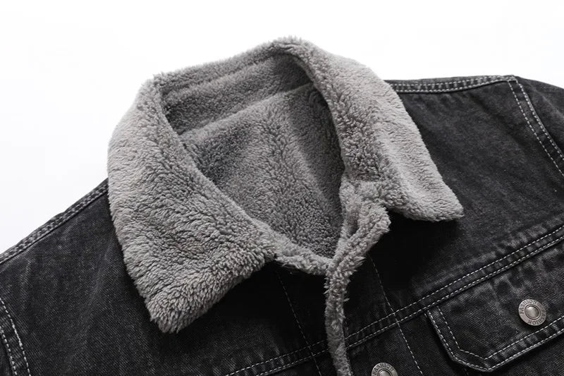 Men Winter Black Denim Jackets Fleece Warm Coats Good Quality Male Casual Winter Jackets Outwear Casual Coats Winter Clothes S-4XL