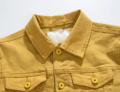 Men Coloured Denim Jackets Outwear Slim Fit Denim Coats New Fashion Male Cotton Casual Jeans Jackets Streetwear Jean Coats Size S~4XL