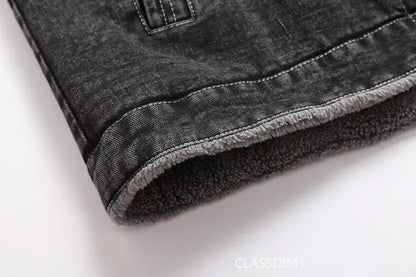 Men Winter Black Denim Jackets Fleece Warm Coats Good Quality Male Casual Winter Jackets Outwear Casual Coats Winter Clothes S-4XL