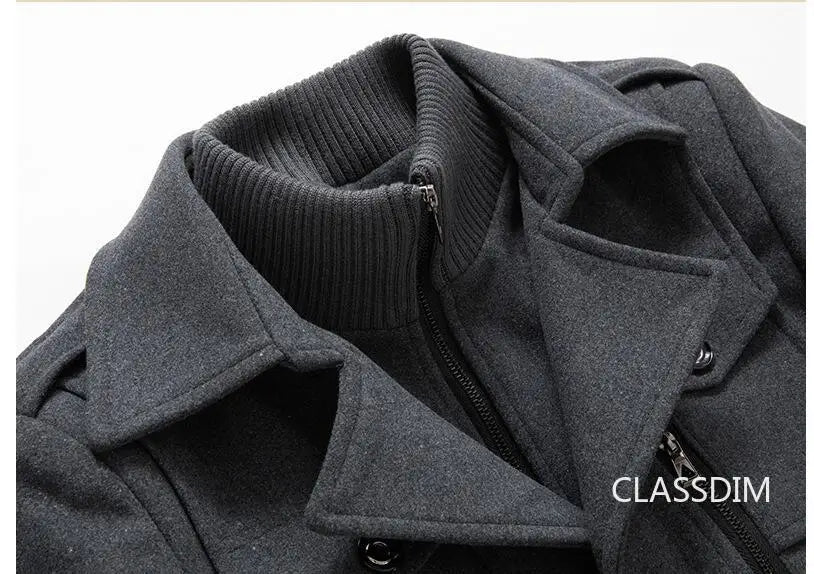 Men Cashmere Trench Coats Winter Jackets Overcoats Wool Blends High Quality New Winter Coats Male Business Casual Trench Coats 4
