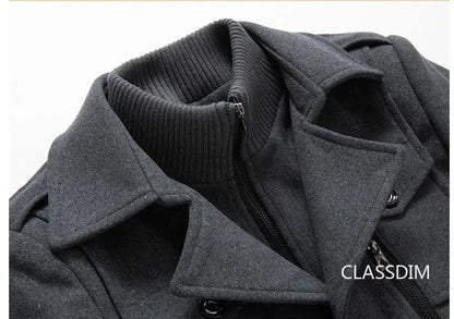 Men Cashmere Trench Coats Winter Jackets Overcoats Wool Blends High Quality New Winter Coats Male Business Casual Trench Coats 4