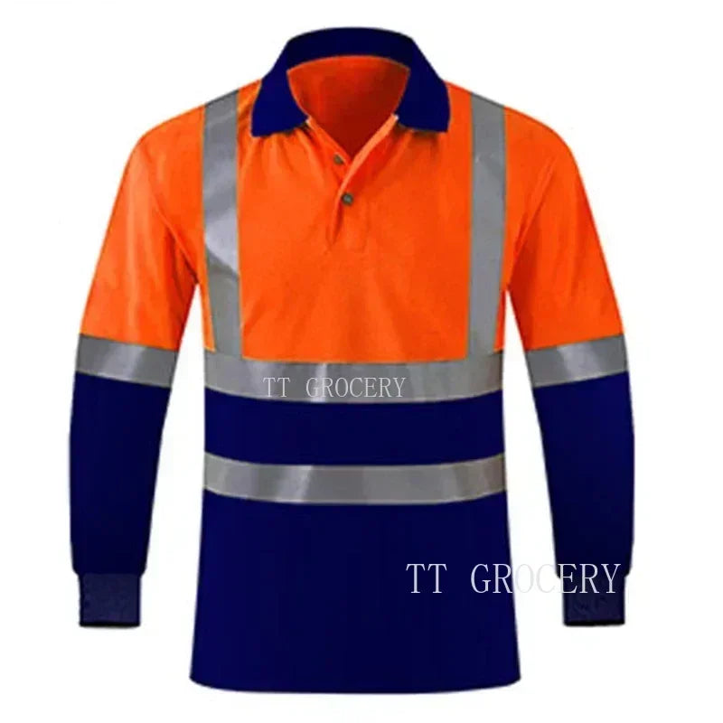 Quick-Dry Polo Shirt Work Reflective Labor Protection Safety Clothing Breathable Workwear Resistant Industrial Safety Shirt