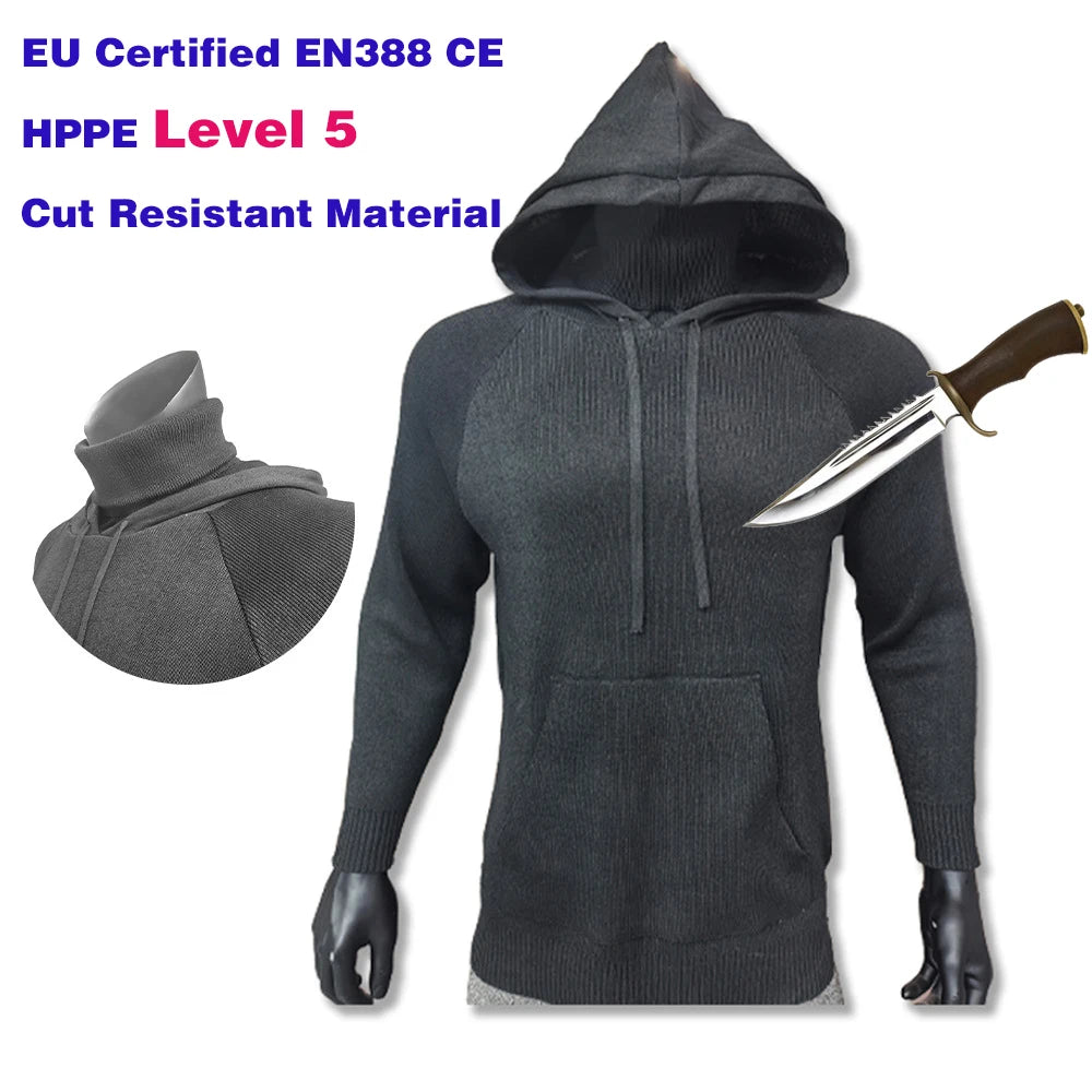 EU EN388 CE Level 5 Anti-cut Clothing Hoodie With Neck Cover Outdoor Protective Clothing Outdoor Self-defense Cut Resistant