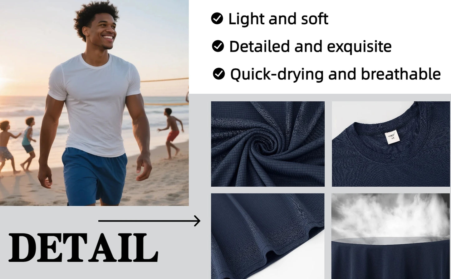 5Pcs Men's Quick Dry Basic Short Sleeve Gym Running Street Outdoor Exercise Sport Shirt Tops Lightweight