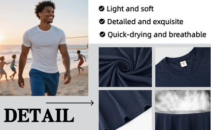5Pcs Men's Quick Dry Basic Short Sleeve Gym Running Street Outdoor Exercise Sport Shirt Tops Lightweight