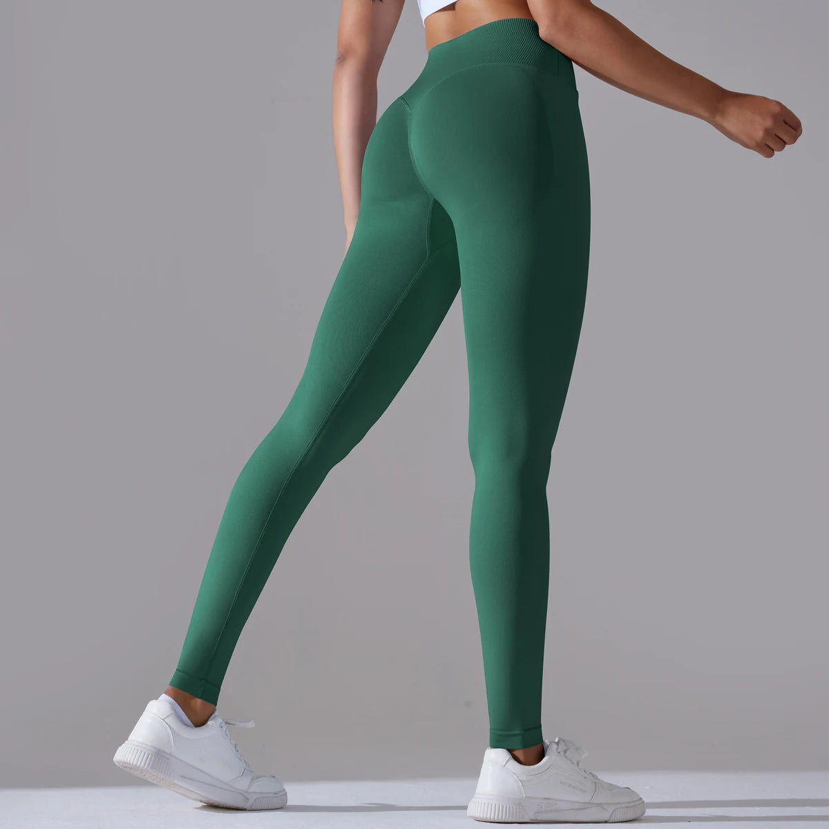 Seamless Yoga Pant Cross Over Waistband Sports Fitness Legging Women High Waist Gym Scrunch Butt Running Workout Leggings