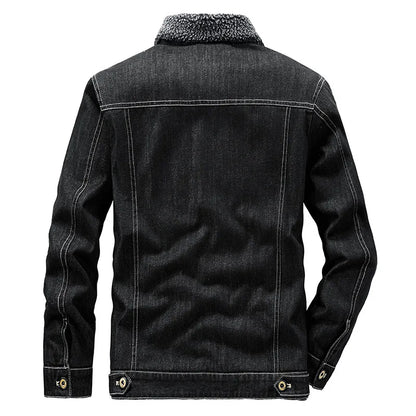 New Fashion Men Winter Fleece Warm Denim Jackets Tooling Coats Quality Cotton Male Multi-pocket Casual Cargo Jackets Size M-5XL