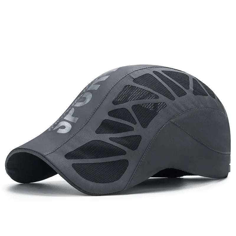 Men Quick Dry Hat Golf Driving Cycling Sports Letter Print Newsboy Flat Ivy Summer Baseball Caps Breathable Net Mesh Sunhat