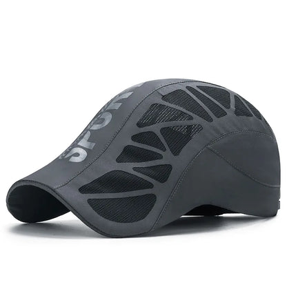 Men Quick Dry Hat Golf Driving Cycling Sports Letter Print Newsboy Flat Ivy Summer Baseball Caps Breathable Net Mesh Sunhat