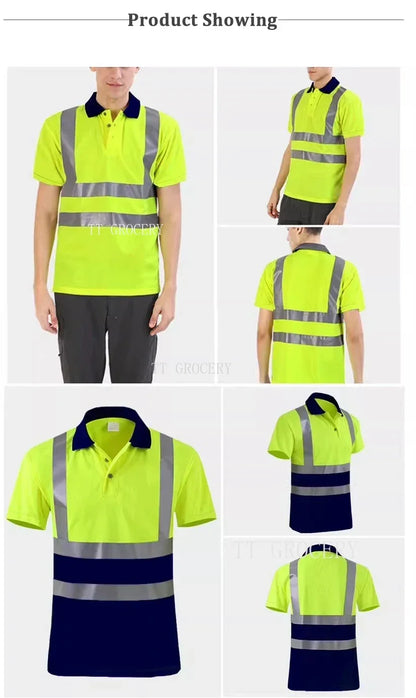 Quick-Dry Polo Shirt Work Reflective Labor Protection Safety Clothing Breathable Workwear Resistant Industrial Safety Shirt