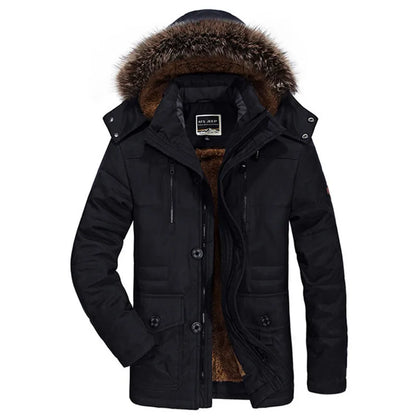 New Winter Men Hooded Fur Collar Long Down Jackets Overcoats Male Multiple Pockets Warm Parkas Quality Man Casual Chaquetas 7XL