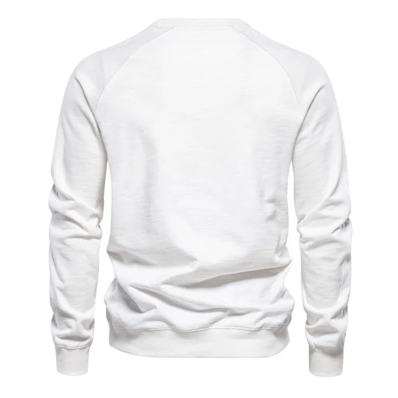 New Spring Autumn Men O-neck Pullovers Cotton Sweatshirts Quality Male Outwear Solid Casual Sweatshirts Size XXL Men's Clothing