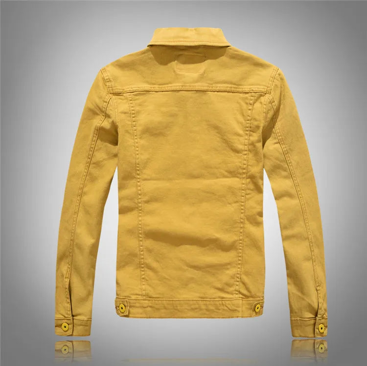 Men Coloured Denim Jackets Outwear Slim Fit Denim Coats New Fashion Male Cotton Casual Jeans Jackets Streetwear Jean Coats Size S~4XL