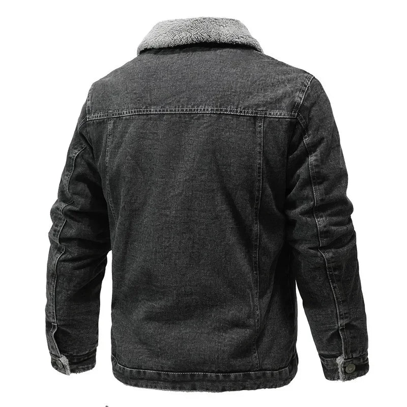 Men Winter Black Denim Jackets Fleece Warm Coats Good Quality Male Casual Winter Jackets Outwear Casual Coats Winter Clothes S-4XL