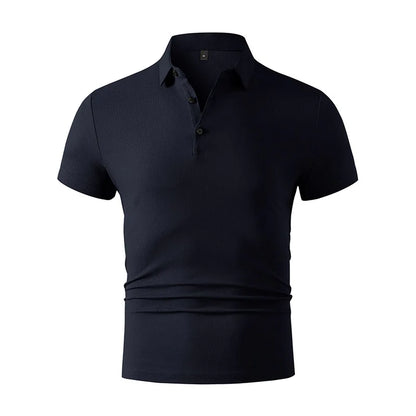 2025 New Men's Casual and Fashionable Simple Collared Short Sleeved Polo Shirt Summer Comfortable Breathable and Versatile Top