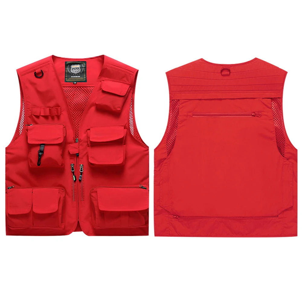 Workwear Safety Vest with Multi Pocket Emergency Rescue Volunteers Communication Safety Jacket Outdoor Work Clothing