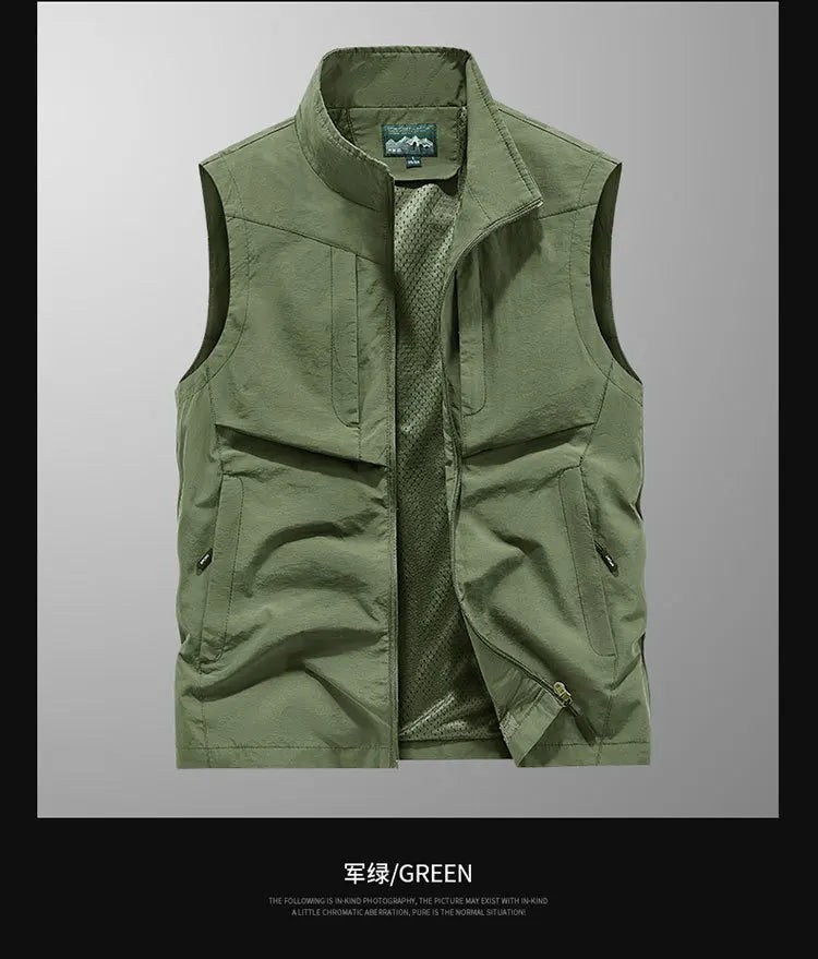 Men Outdoor Cargo Vests 8XL New Summer Thin Mesh Breathable Waistcoats Fishing Sleeveless Jackets Male Sportswear Casual Vests