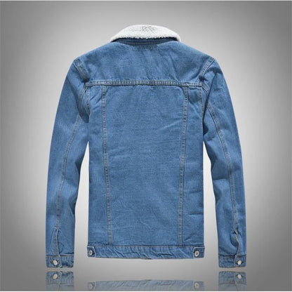 2025 Autumn/Winter New Fashion Solid Color Lamb Wool Denim Jacket Men's Casual Thick Warm High Quality Plus-Size Jacket M-3XL