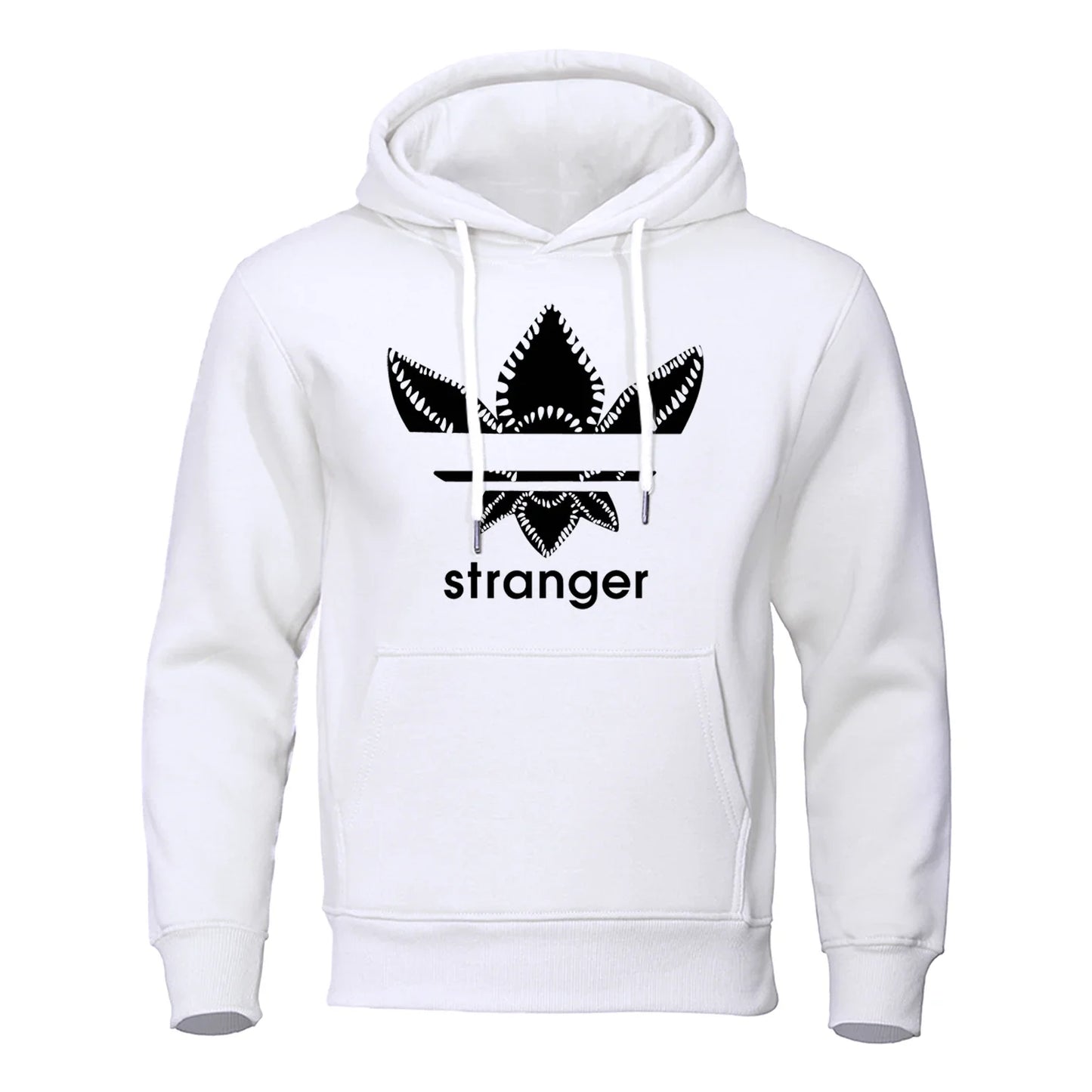 Fun Stranger floral pattern printed hooded top,with a unique letter style,trendy andfashionable sweatshirt,loose andsporty style