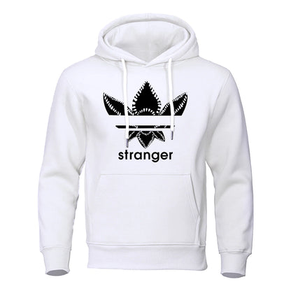 Fun Stranger floral pattern printed hooded top,with a unique letter style,trendy andfashionable sweatshirt,loose andsporty style