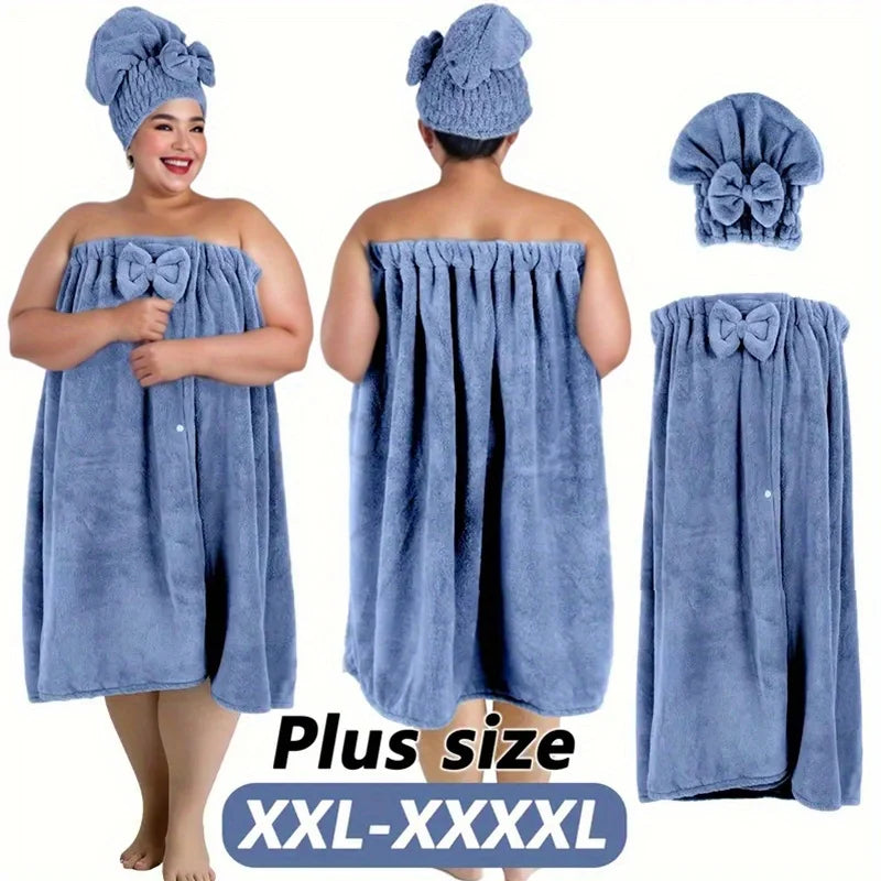 2 Sets Womens Wrap Towel with Hair Towel Bath Towel Wrap Shower Dress Towel Spa Wraps for Women's Bathrobe