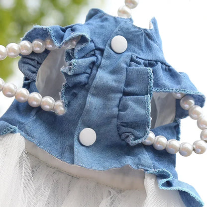 Dog Dress For Small Dogs Clothes Denim Wedding Dresses For Chihuahua Pet Princess Puppy Jeans Skirts for Pomeranian Spitz