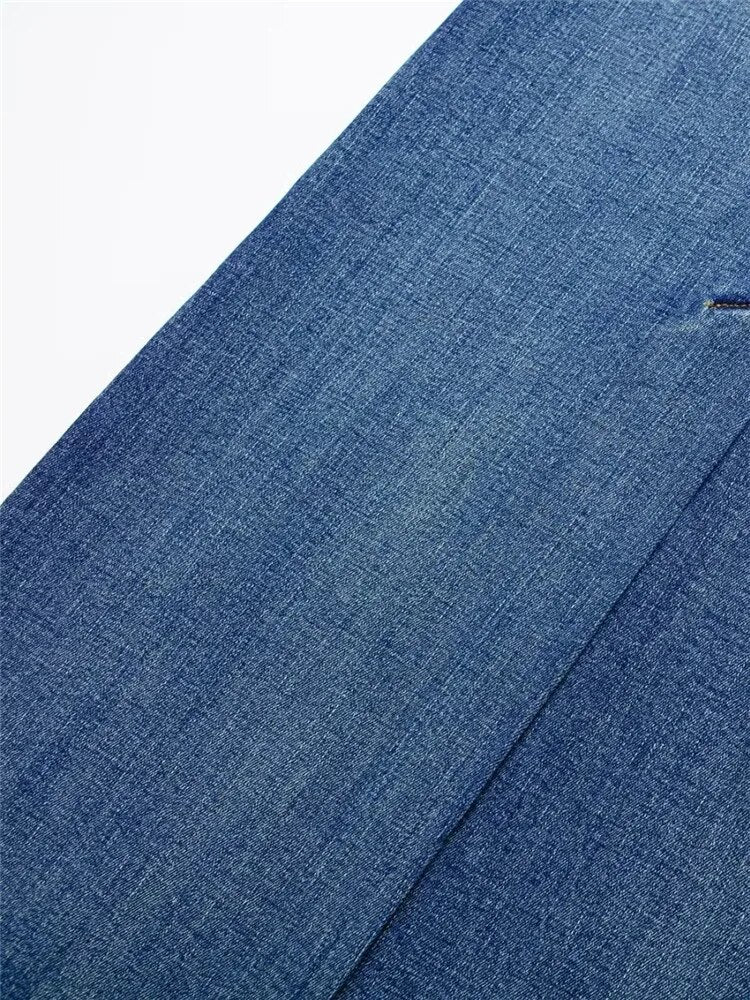 TRAF Falda vaquera azul para mujer, faldas largas de tela vaquera para mujer, moda 2023, Falda de tubo con corte en la cintura deshilachada, Falda Midi deshilachada con hendidura