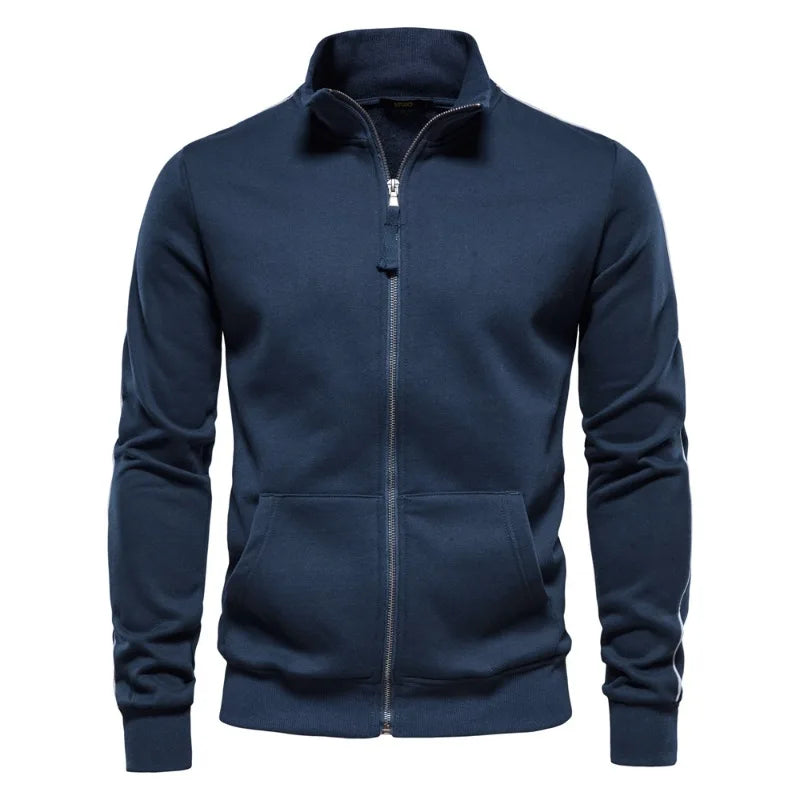 New Autumn Men Slim Fit Cardigan Jackets High Quality Male Stand Collar Casual Sweatshirt Coats Man Cotton Sweatshirts Size XXL