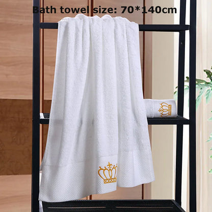Embroidered Crown White bath towel 5stars Hotel Towels 100% Quality Towel Set Washcloths towels bathroom large Face Towel Bath