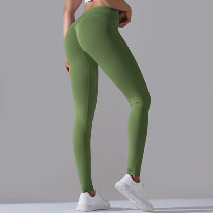 Seamless Yoga Pant Cross Over Waistband Sports Fitness Legging Women High Waist Gym Scrunch Butt Running Workout Leggings