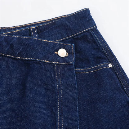 Blue Denim Shirt Woman Short Sleeve Cropped Shirt Women Summer Short Tops Woman Streetwear Y2k Stylish Women's Blouses