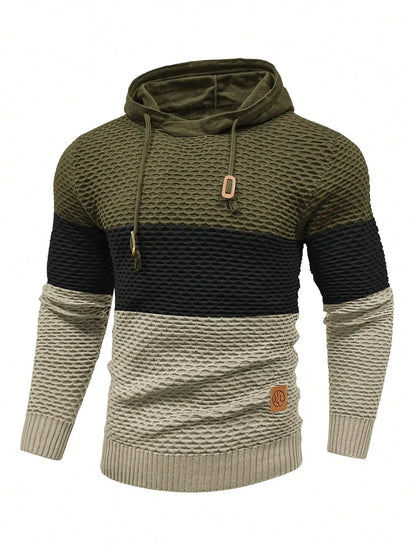 Men's Sweater Spring New Sport Warm Form Fitting Knit Pullover Sweater Hoodie Drawstring Hoodies Casual Sweatshirt US Size