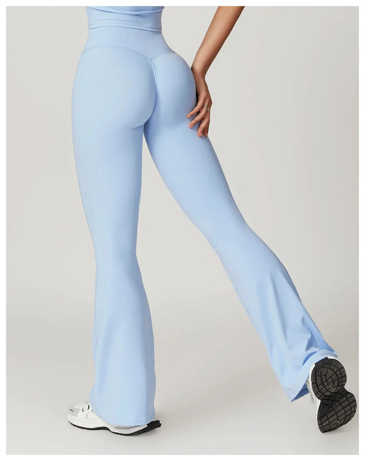 Crossover Flare Yoga Leggings for Women High Waist V Cross Bell Bottoms Tummy Control Yoga Pants Wide leg Fitness Leggings