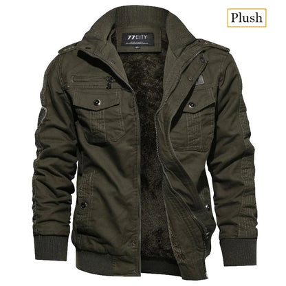 New Business Casual Jackets Man Winter Fleece Tactical Jacket Embroidery Windproof Multiple Pockets Outdoor Workwear Coat