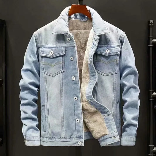 Chaqueta de algodón vaquera de invierno para hombre, chaqueta cálida acolchada más gruesa de talla grande