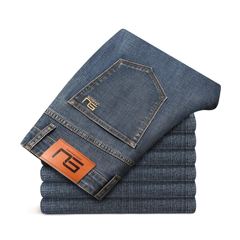 Nuevos pantalones vaqueros de algodón de Otoño Invierno para hombre, pantalones vaqueros rectos Retro clásicos gruesos, pantalones elásticos para hombre, ropa de marca de talla grande 40