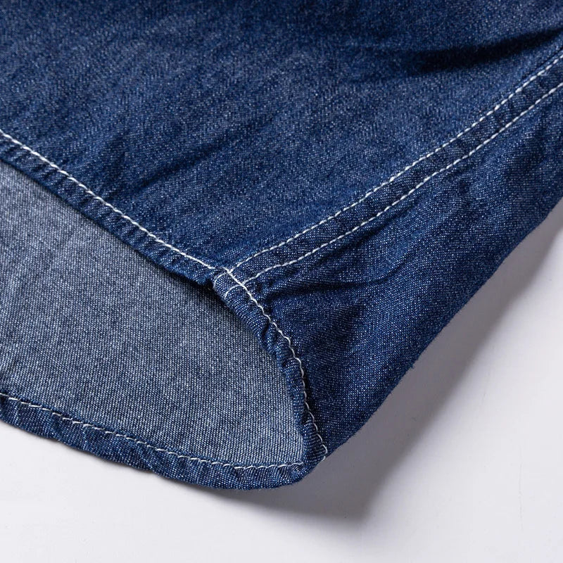 2025 Denim Long-Sleeve Double or Single  Pocket Design Shirt Classic 100% Cotton Fashion Embroider Comfortable Clothes