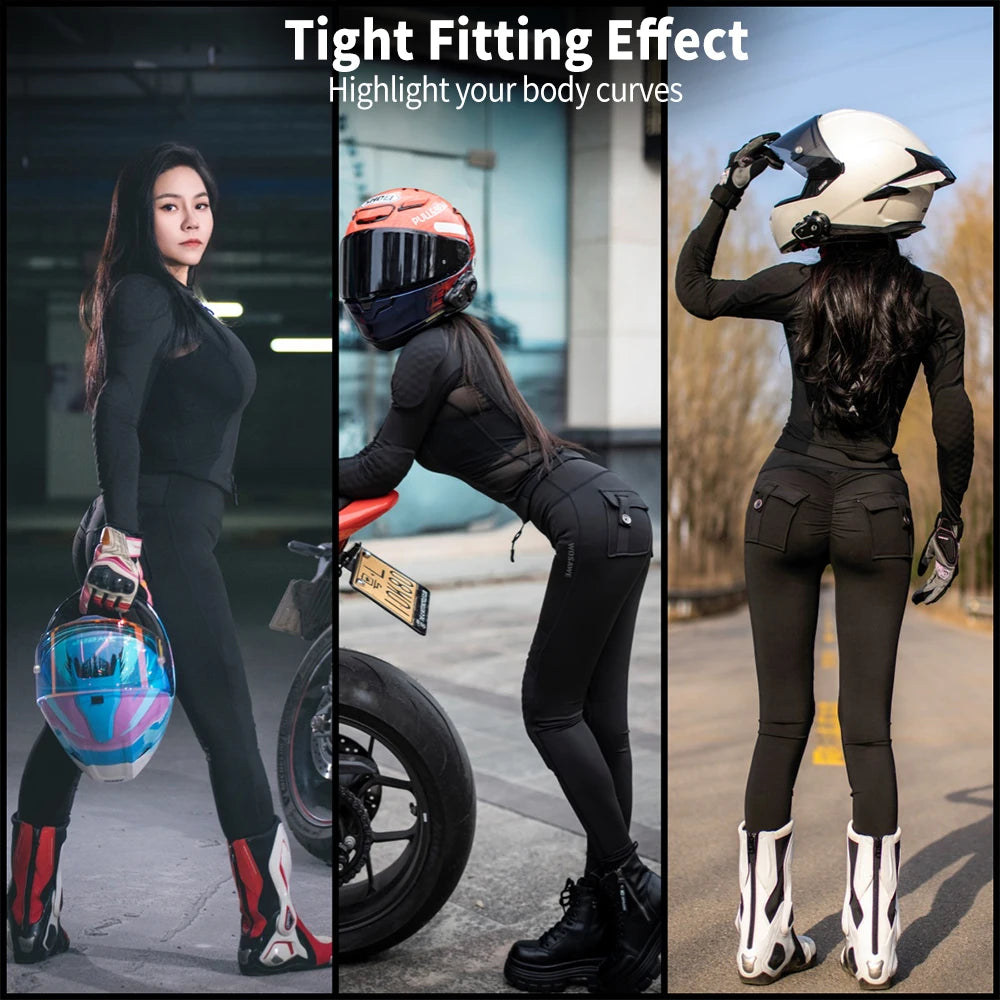 Women Motorcycle Jacket Lady Full Body Armor Set CE Certified Summer Riding Safety Coat Pants Built-in Protective Pads