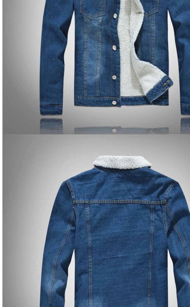 2025 Autumn/Winter New Fashion Solid Color Lamb Wool Denim Jacket Men's Casual Thick Warm High Quality Plus-Size Jacket M-3XL