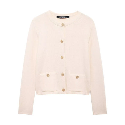 HH Women Casual Knitted Cropped Cardigan Long Sleeve Single Breasted Cardigans Women 2025 New Autumn Pocket Knitwear
