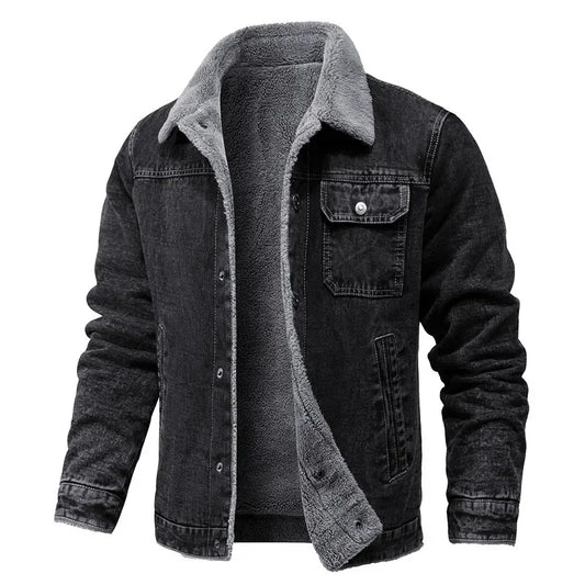 Men Winter Black Denim Jackets Fleece Warm Coats Good Quality Male Casual Winter Jackets Outwear Casual Coats Winter Clothes S-4XL