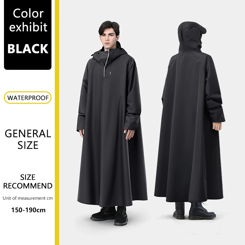 Thicken Oxford Waterproof Rain Gear Rain Poncho Unisex Fashion Rain Coat Long Raincoat Loose Oversized Hooded Rainwear