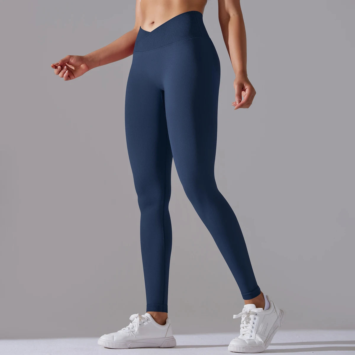 Seamless Yoga Pant Cross Over Waistband Sports Fitness Legging Women High Waist Gym Scrunch Butt Running Workout Leggings