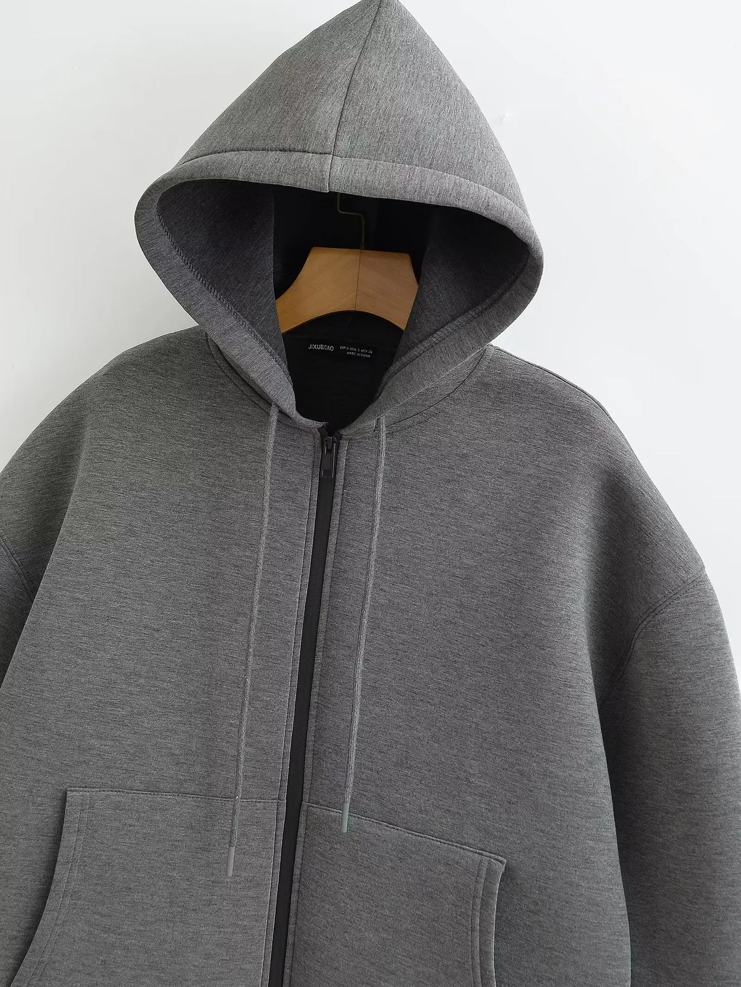HH 2026 Casual Women's Soild Zipper Hoodie Long Sleeve Big Pocket Zipper Jacket With Hood Female Loose Outerwear Coat Tops